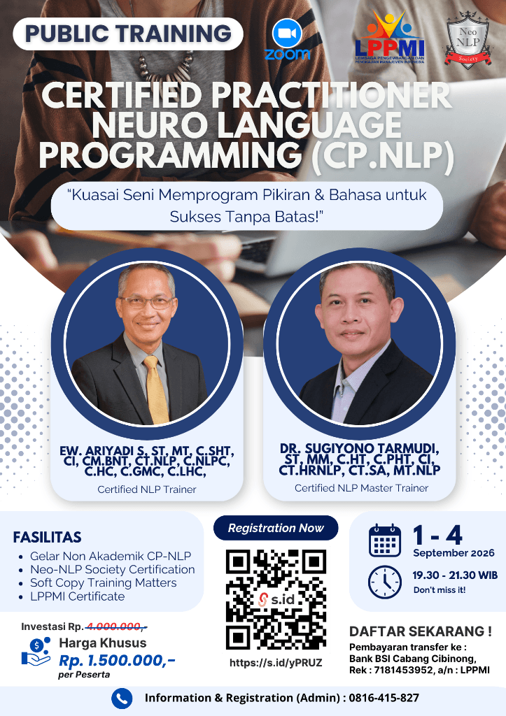 Flyer Public Training CP.NLP - Certified Practitioner Neuro Language Programming, 1-4 September 2026
